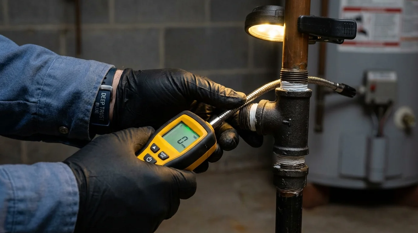 Gas leak detection with electronic sniffer by Johns Plumbing LLC in Angleton
